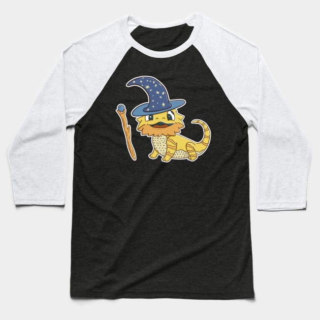 The Wizard Lizard (Bearded Dragon) Baseball T-Shirt by nonbeenarydesigns